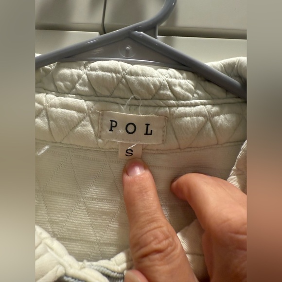 POL Cream and Blue Quilted boho Jean Jacket - Picture 4 of 5